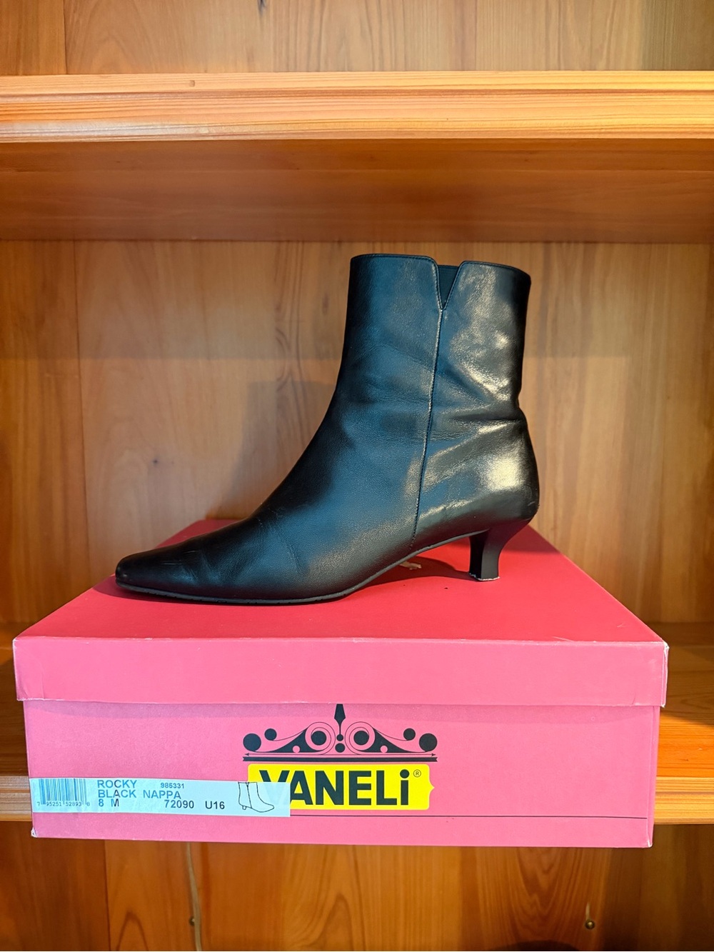 Vaneli Rocky Black Nappa Leather Boots